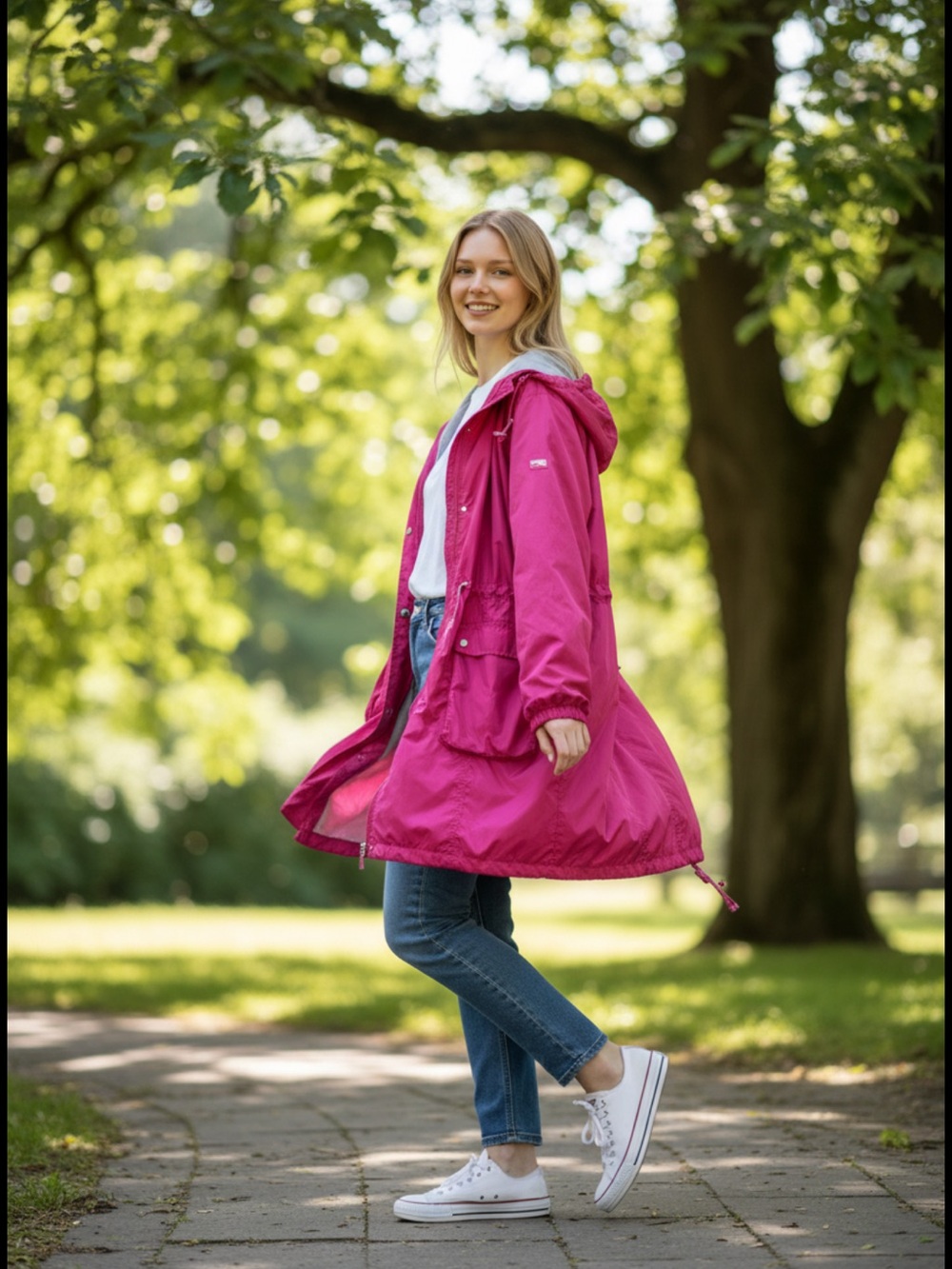 Source Unknown Hot Pink Hooded Windbreaker Jacket